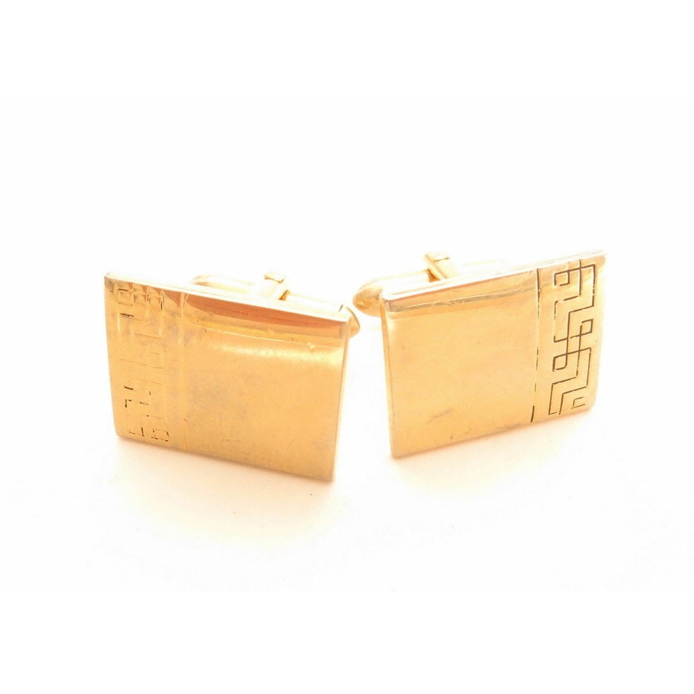 VINTAGE GOLD PLATED GREEK KEY DESIGN CUFFLINKS*SWANKâ GROOM MEN'S FORMAL JEWELRY